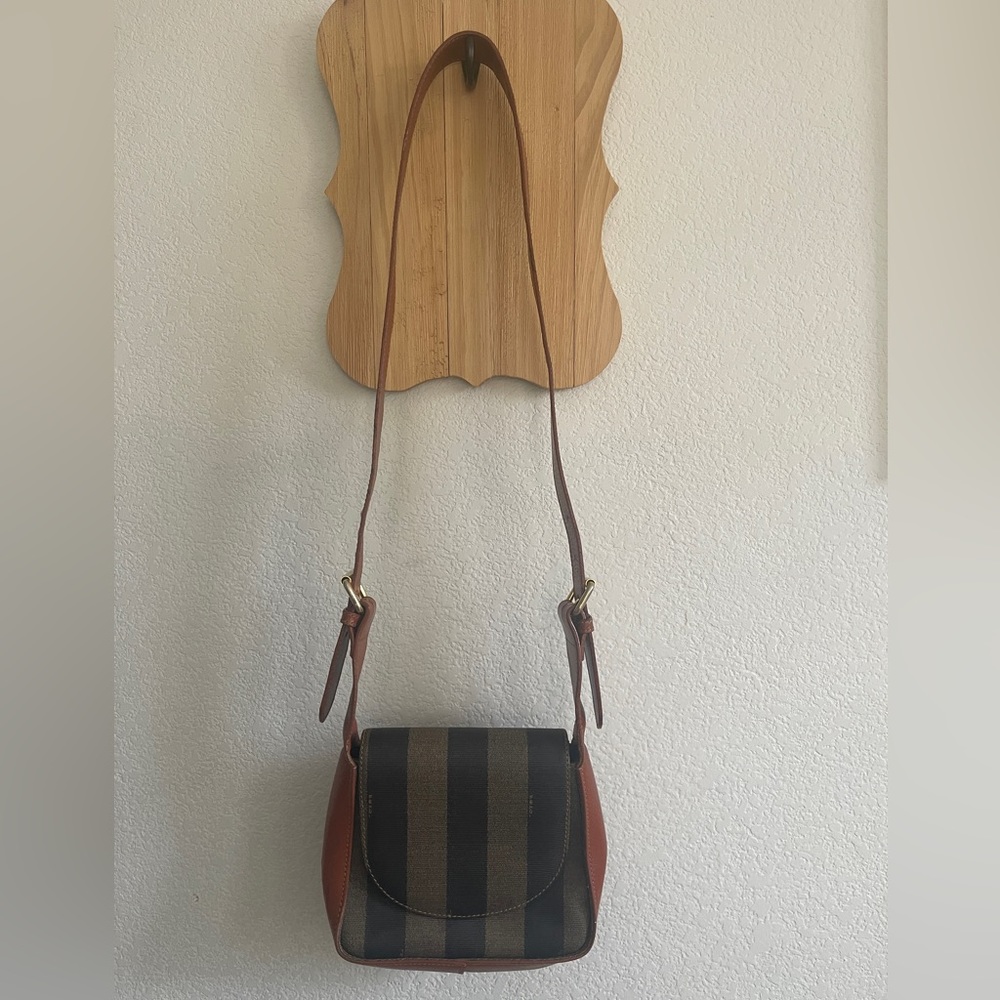 Vintage Fendi Pequin Flap Crossbody Bag